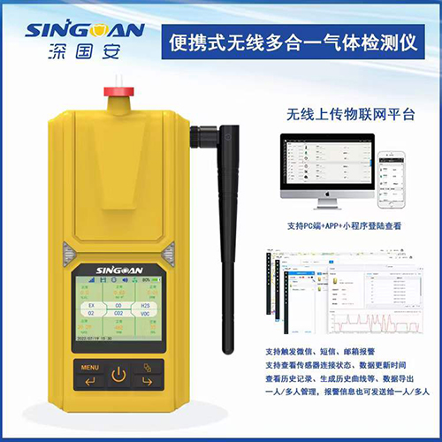 無線便攜式六合一氣體檢測儀